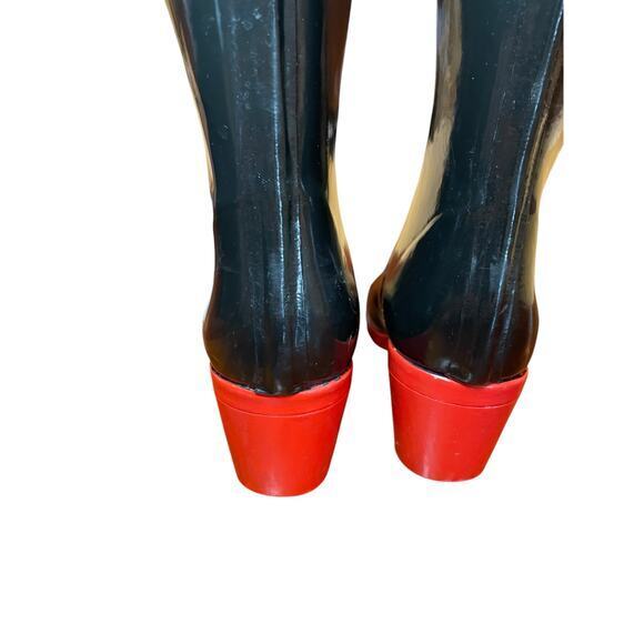 Kate Spade Women 9 Randi Black and Red Bow Heel Rain Boots Shiny Black Rain Boot - Picture 11 of 16